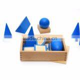 Wooden Educational Baby Toy Montessori Geometric Solids With Stands Bases and Box thumbnail-2
