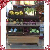 China Supplier Direct Sale Supermarket Fruit and Vegetable Display Rack With Rattan Basket thumbnail-1