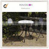 Antique White Metal Cafe Restaurant Table Chair thumbnail-1