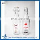 1 Liter Christmas Printing Vintage Style Glass Clip Top Preserve Bottles thumbnail-1