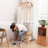 Solid Beech Wood Coat Rack Hat Purse Display Stand With Shoe Bench Entry Way Coat Rack thumbnail-2