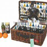 Wholesale Willow Picnic Basket Wicker for 4 Person With Cooler Bag Salt/pepper Shaker thumbnail-6