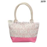 2017 best canvas printed tote bag with padded rope handle