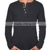 2016 Latest Men Long Sleeve Plain Solid Color Round Button Collar t Shirt thumbnail-3