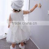 Baby Clothes Wholesale Hot Sale Chiffon Cheap 2017 Baby Clothing Children's Boutique Sleeveless Summer White Flower Girl Dress thumbnail-5