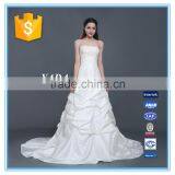 Taffeta Off Shoulder Ruched A Line Floor Length Beaded Mermaid Wedding Dress thumbnail-1