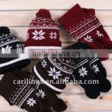 fashion jacquard scarf hat sets with lovely ball