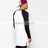 Mens Raglan T Shirt Super Longline Sleeve Zipper T Shirt thumbnail-2
