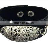 Custom Words Charms Leather Bracelet,antique Men Leather Bracelets,stylish Leather Wristband thumbnail-6