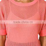 Custom Sexy Style o Neck Short Sleeve Mesh Knitted Sweater for Women thumbnail-4