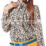 Design Elegant Women Pleats Blouse Tops/chiffon Blouses With Drapes in Front 2013 Garments thumbnail-1