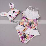 2016 Girls Summer Bathing Suit White Polyester Swimwear With Rabbit And Hat New Fashion One Piece Swimsuit For Girls SR40417-2 thumbnail-2