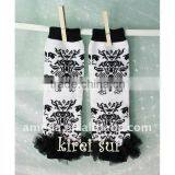 Black White Demask Leg Warmers With Black Ruffles RLM09 thumbnail-1