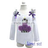 Kids Purple Rosettes 2nd Birthday Zebra CupcakeWhite Long Sleeves Tops 1-7Y thumbnail-1