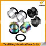 Mix-Color Gauges Set Stainless Steel Single Flared Ear Flesh Tunnels Plugs Stretcher Jewelry thumbnail-2