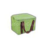 Green Non - Woven Square Insulation Portable Cooler Bag with Brown Handle