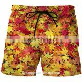Men Fast Dry Maple Beach Shorts/ Blue l na Creative Plus Size Beach Shorts With Pockets / Printed Sports Beach Wear