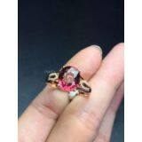 Natural Pink Tourmalines 18k Gold Ring Set With Diamonds.