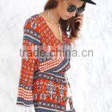 Lace Hem Decorate Printing Long Sleeve Jumpsuits for Women 2015 thumbnail-2