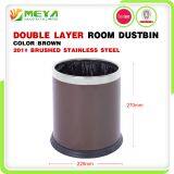 Small Indoor Hotel Room Commercial Dobel Layer Round Cylinder Waste Bin Trash Cans thumbnail-5