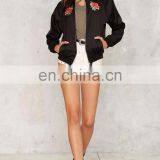 2017 Custom Wholesale Rose Embroidered Satin Bomber Jacket Women thumbnail-5