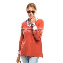 Корейский стиль. Женский вязаный пуловер из кашемерной шерсти с открытым вырезом на груди thumbnail-1