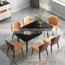 New Italian White Black Marble Rectangular Modern Luxury Designs Top Dining Room Tables Marble Dining Table thumbnail-4