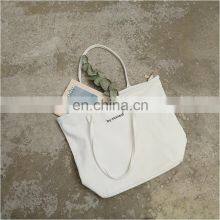 High Quality Promotional Women Hand Bag Zipper Canvas Bag Cotton Canvas Tote Shopping Bag With Custom Printed Logo