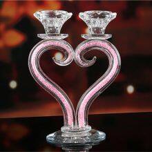 Heart Shaped Crystal Candle Holders Wedding Anniversary Table Centerpieces Glass Candelabra Candlesticks thumbnail-1