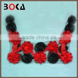 black and red chiffon flower collar patch floral chiffon flowers neck appliques