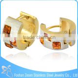 ZS11043 latest gold plated surface wiredrawing fancy gemstone designer earrings