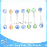 Flashing Color Double Balls Barbell Piercing Pearl Tongue Ring thumbnail-6