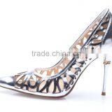 2015 Silver & Gold Color High Heel for Women Dress Shoes Pumps of Office Workers Hand Make Lady Shoes thumbnail-2