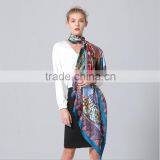 110*110cm Women's Digital Printed Crepe Satin Large Square Silk Scarf ,fashionable Hijab Scarf Supplier's Choice thumbnail-1