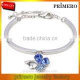 Hot Fashion Silver Lucky Four Clover Chain Bracelets With Natural Crystal Bangle thumbnail-1