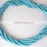 Beautiful 5 Strands Stabilized Green Turquoise Approx-3mm-4mm Round Shape Synthetic Turquoise Smooth Beads 12" Long Stra