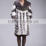 Grey Mink Hooded Dyed Rex Rabbit Fur Coat