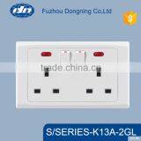 Double 13A Switched Socket With Light K13A-2GL