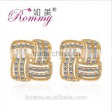 EZ-34 Crystal Micro Paving Brass Material Rhodium Plated New Arrival In Stock Wedding Zircon Drop Earring