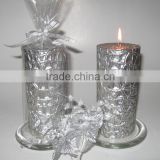 Embossed Pillar Wax Candle for Decoration 6x12.5cm height