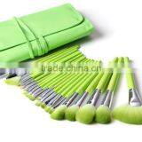 Green Professional 24 Pcs Makeup Brush Set With Roll Case