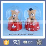 Wedding personalized teddy bear handmade polyresin snow globe souvenir