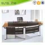 Office Reception Desk White Table Green Dampers With Iron Frame Modern thumbnail-2