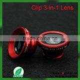 Clip 180 Degree Fisheye+Wide Angle+Macro Lens Photo Camera Kit Set For Phone