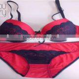 Hot Sale Ladies Sexy Xxx Red Breathable High Quality Underwire Lace Bra Panty thumbnail-1