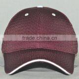 Maroon Mesh Blank Cap With White Sandwich Bill 6panels Beseball Cap