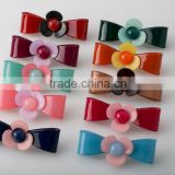 Plastic flower hair accessory with bead hot sale ladies hair accessories solid color bowknot barrette