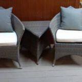 Single Sofa Side Table Patio Furniture Aluminum Frame PE Flat Rattan Weave 5cm Cushion