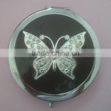 decorative folding girls makeup mirror with metal flower decor