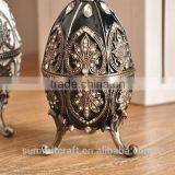 Antique Russian Easter Eggs Alloy Jeweled Trinket Box thumbnail-3